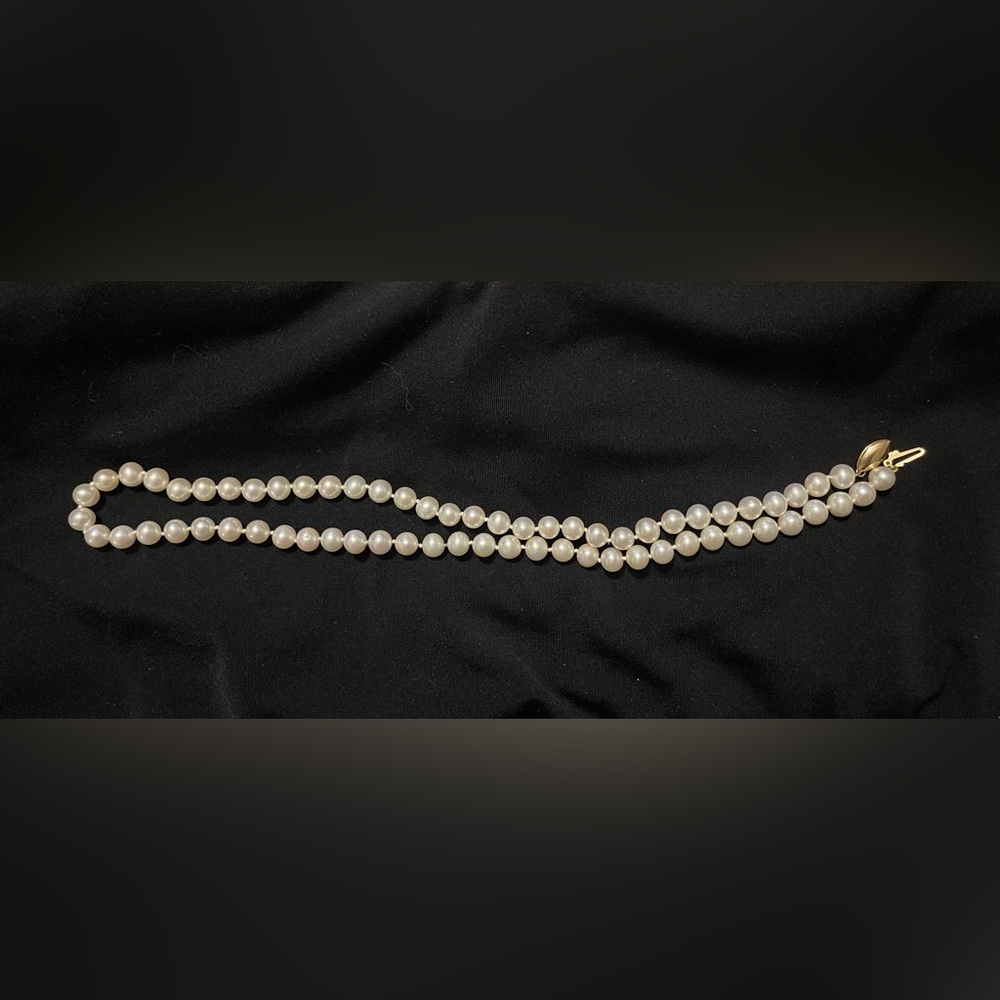 Zales 6mm pearl necklace 14k gold clasp
